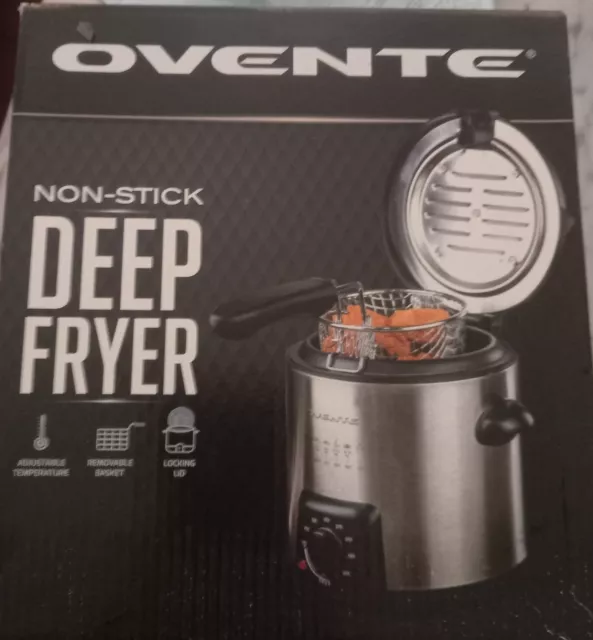 Ovente Electric Deep Fryer 1.5 Liter, 800W Power with Removable Basket &  Cool-Touch Handle, Odor Filter Lid, Compact and Easy-to-Store Fryer, Silver