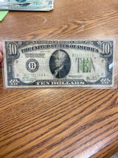 Series of 1928 C $10 Federal Reserve Note Light Green Seal LGS New York