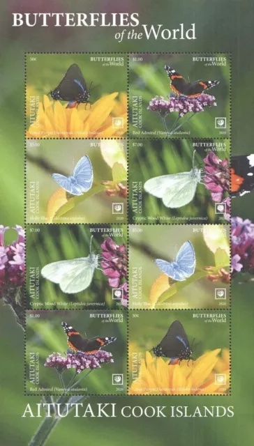 Aitutaki 2020 - Butterflies of the World - Sheetlet, Part 1 - MNH