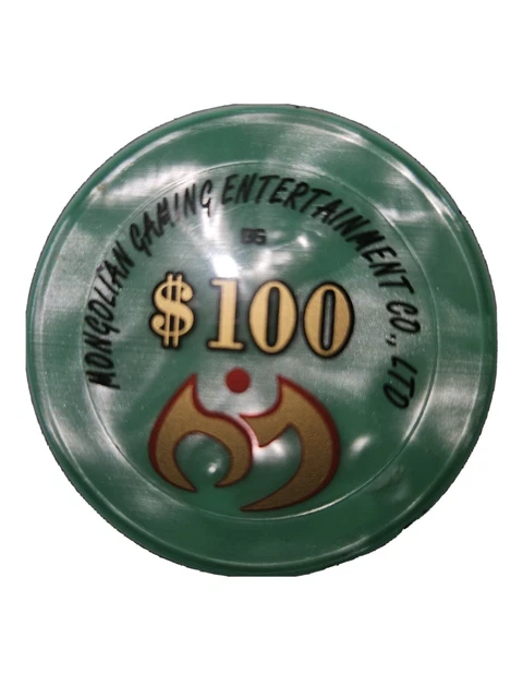 Macau Jeton $100 Chip from the Casino Mongolia.