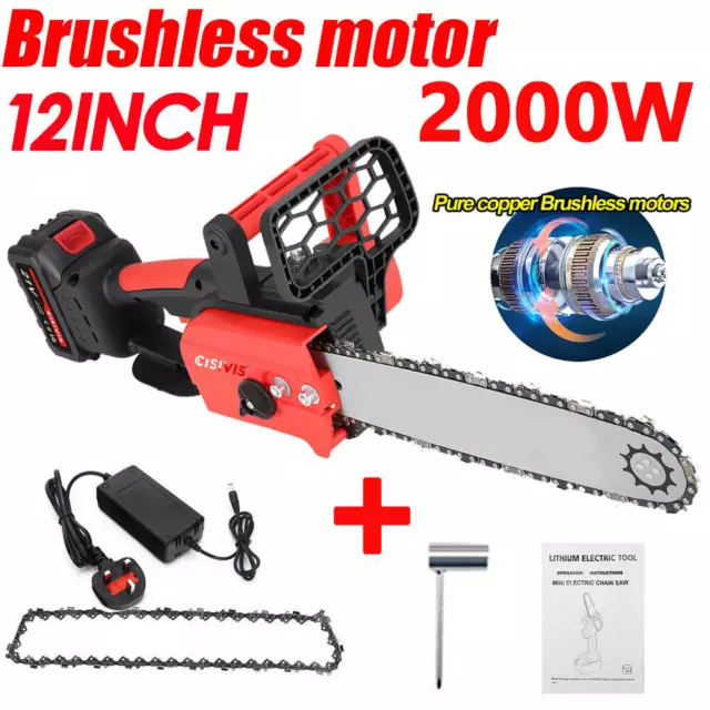 12'' Electric Cordless Chainsaw Powerful Wood Cutter Saw + Battery For Makita