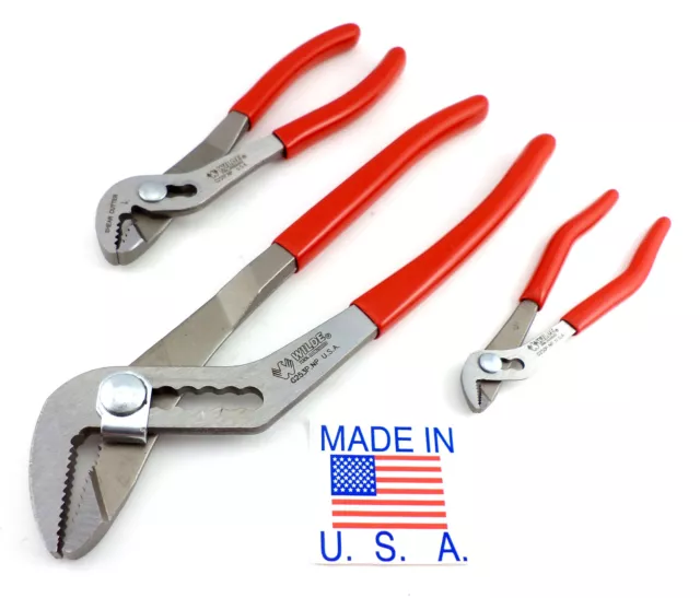 Wilde Tool 3pc Original Angle Nose Slip Joint Plier Set 5, 6 & 10” MADE IN USA