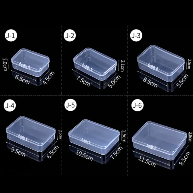 Clear Storage Box Rectangle Plastic Earplugs Bead Jewelry Case Container 6 Sizes