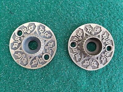 Pair Of Matching Solid Cast Brass Victorian Door Knob Back Plates (N56A)