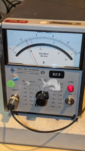 HP 3400A RMS 10HZ-10MHz RMS Volt/dB Meter NO POWER CORD