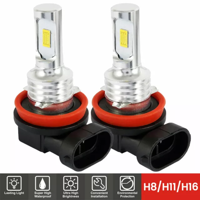 2P H16 H11 H9 H8 LED Headlight Kit Bulb 7000LM Fog Light Xenon Lamps White 6000K