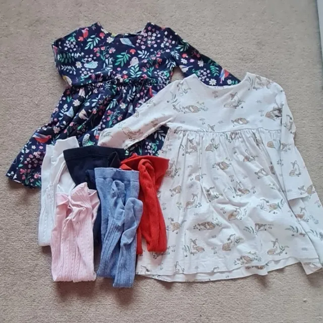 Girls Dresses John Lewis And Joules With Tights Bundle Too. Age 3-4.