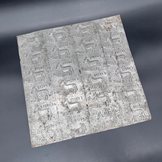 1920S BROWNS MULE Chewing Tobacco Tin Stamp Press Plate Advertising Rustic  Decor $36.92