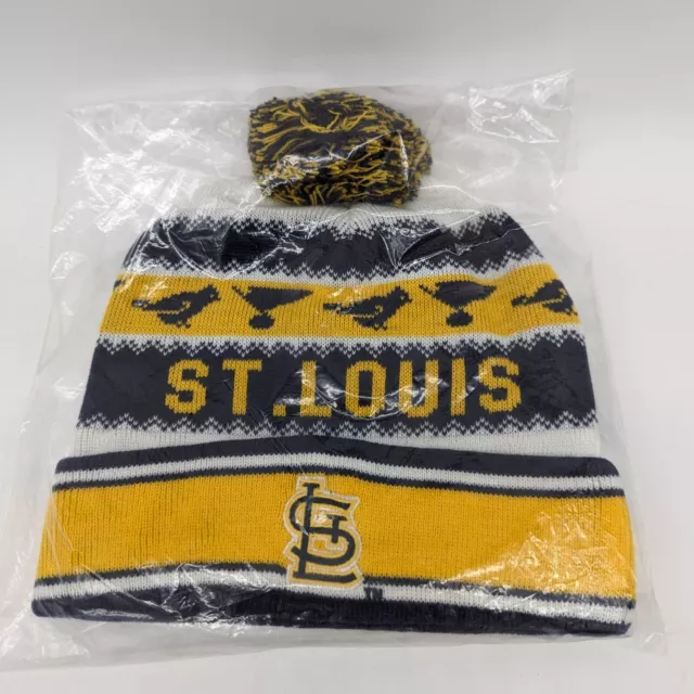 St. Louis Blues Stocking Cap Hat Beanie Blue Yellow Pom Pom Ameren Missouri