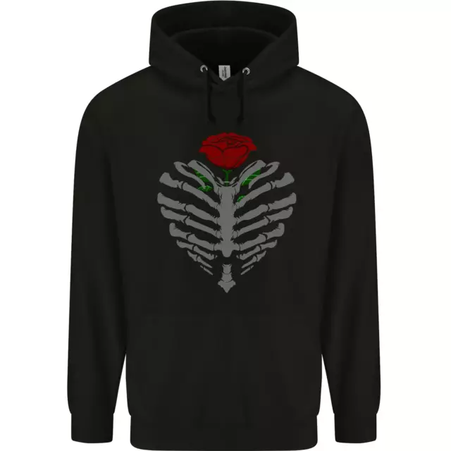 Rib Cage & Rose Gothic Heavy Metal Biker Childrens Kids Hoodie