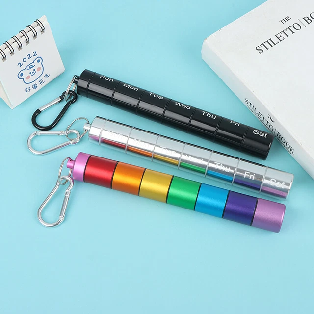 Metal Weekly Pill Box Split within 7 Days Modern Keychain for Medicine Organi Sg