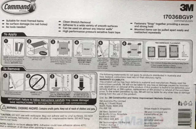 3M Command 36 Value Pack Picture & Frame Hanging Strips Damage-Free Hanging new 2