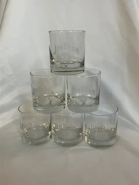 Jim Beam The World's Finest Bourbon 12 Oz. Bar Drink Glasses Set Of 6