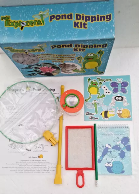 Mini Explorers Pond Dipping Kit Fishing Net Bug Jar Record Book Stickers Leaflet