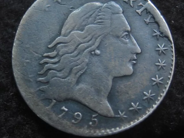 1795 Flowing Hair Half Dime- LM-10, Die Cud, Very Rare