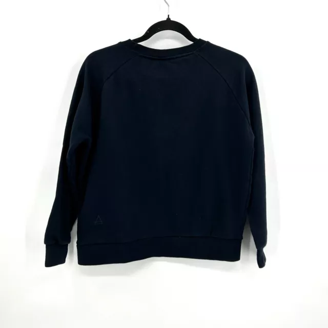 ELEVEN PARIS Navy Blue Yellow Stitched Girl Gang Crew Neck Pullover Sweater XS 2