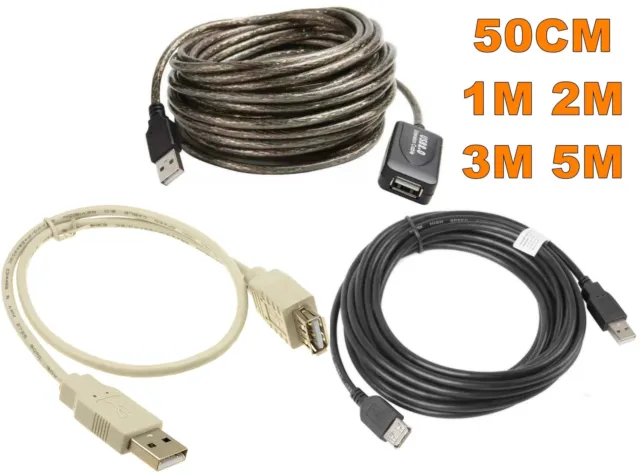 USB 2.0 Extension Cable Cord Lead Male to Female A-A M/F MF Extender Short Long