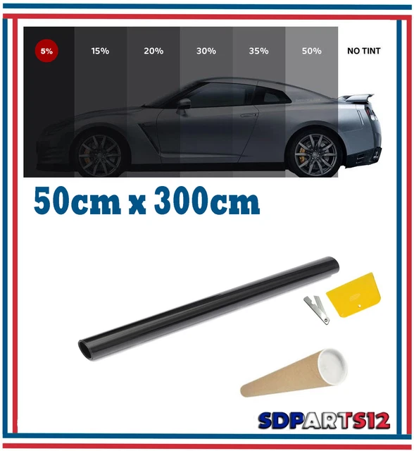 Lámina Tinte Solar Negro 5% Para Coche Y Edificios - 76cm X 300cm, Protección UV Y Privacidad