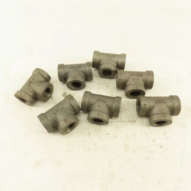 Ward 3/8"x3/8"x3/8" NPT 150 Malleable Iron Tee Black Pipe Fitting USA Lot of 7