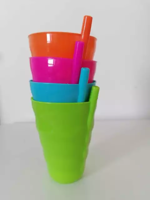 4 X Kids  Sip-A-Cup Tumbler With Built In Straw