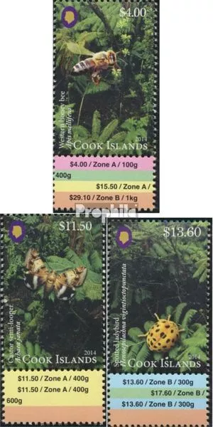 Briefmarken Cookinseln 2014 Mi 1990-1992 mit Zierfeld  postfrisch Natur