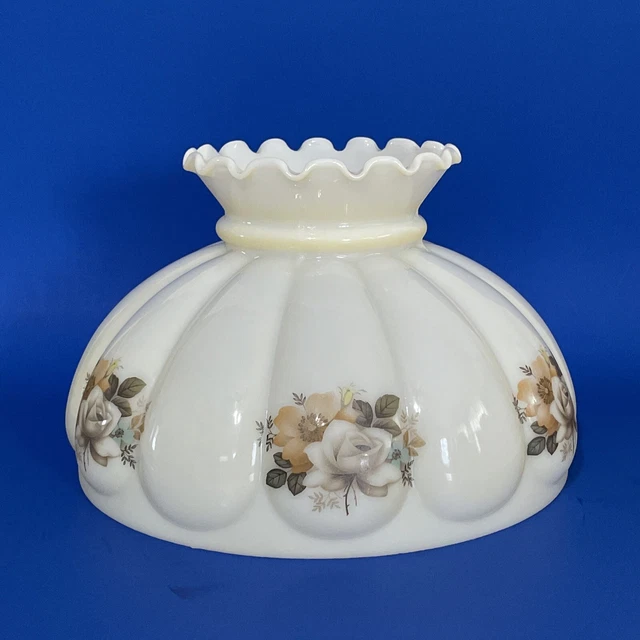 Vintage GWTW 10" Fitter Rose Bouquet Melon Oil Or Electric Glass Lamp Shade