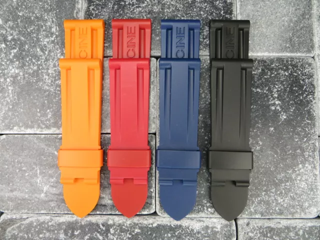 New 24mm Rubber Tang Strap Diver Watch Band for PANERAI Black Blue Orange