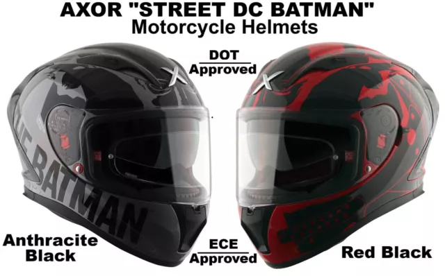 Casque de moto AXOR « Street DC Batman » DOT & ECE avec visière...