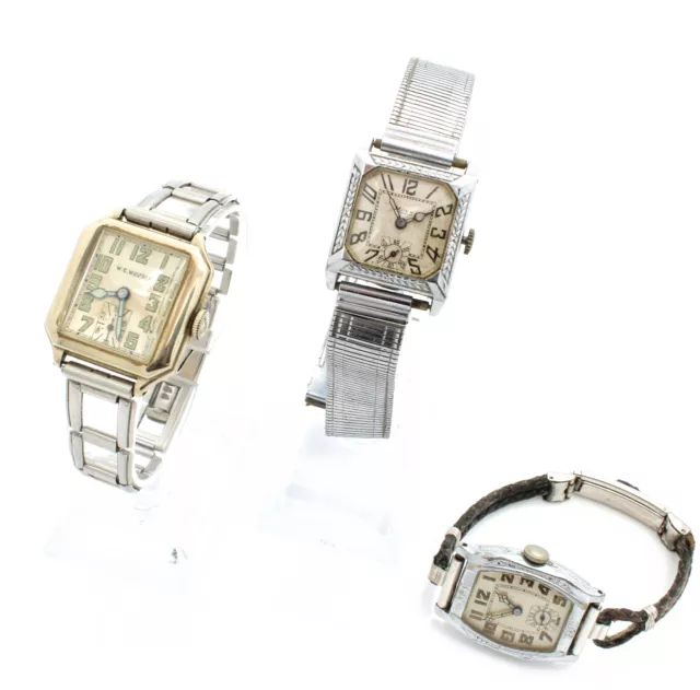 Vintage Milex & W.E.Wavrek Quartz Wristwatches Size 6-7.5" Lot of 3 #WB725-9