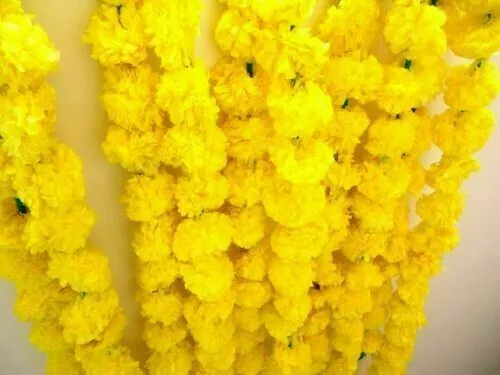Lote de guirnaldas de caléndula para decoración artificial flor de caléndula decoración india