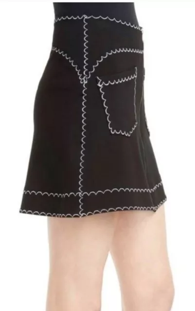 Alexander McQueen McQ Black Ponte Knit Mini Skirt Size Small Zipper Scalloped