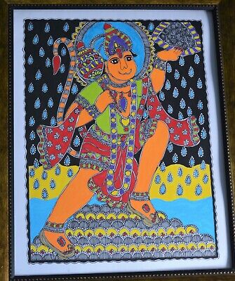 Lord Hanuman madhubani Mithila handmade Original painting/ Home decor