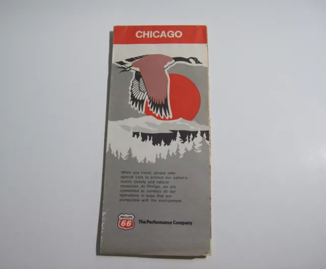 Vintage 1974 Phillips 66 Gas Station CHICAGO IL Road Map