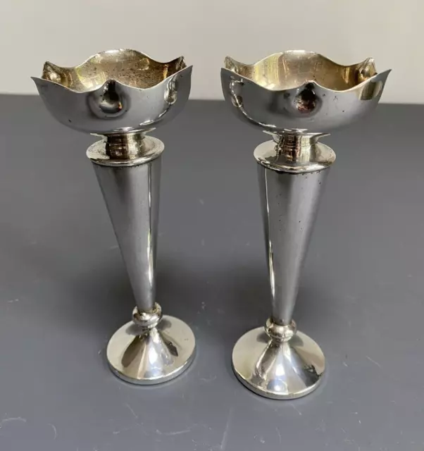 Pair Bud Vases - silver plated