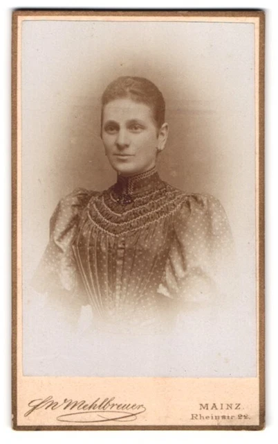 Fotografie F. W. Mehlbreuer, Mainz, Rheinstraße 22, Schöne Frau in üppigem Klei