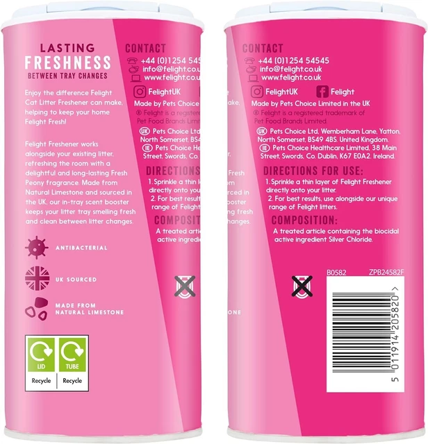 FELIGHT ANTIBACTERIAL CAT Litter Freshener Powder Floral Peony Scent