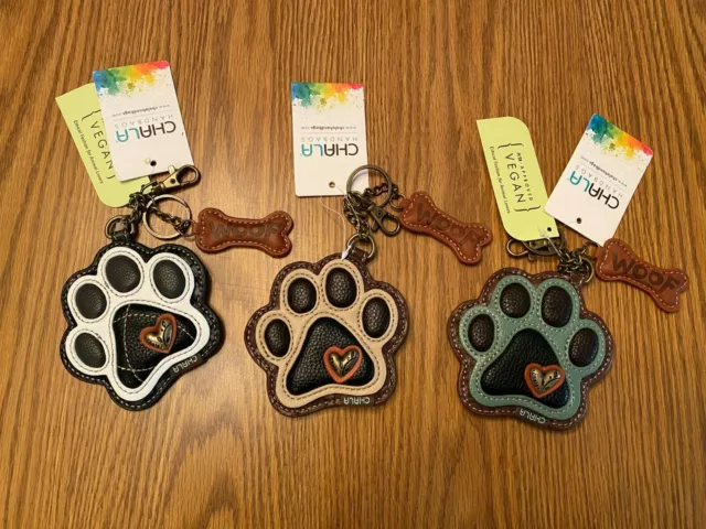 CHALA - DOG PAW KEY FOBS - 3 CHOICES!!  with Coin Purse on the Back - ADORABLE