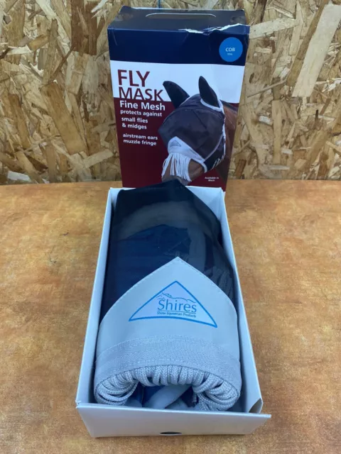 Shires Fine Mesh Horse Equine Fly Mask  Fringe UV Protection COB teal