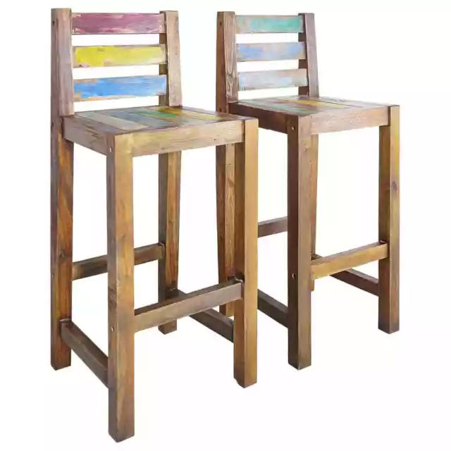 Bar Stools 2 pcs Solid Reclaimed Boat Wood 40x40x106  C9B4