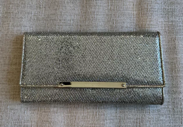 Jimmy Choo Gold Silver Glitter and Leather Marilyn Wallet Clutch Bag