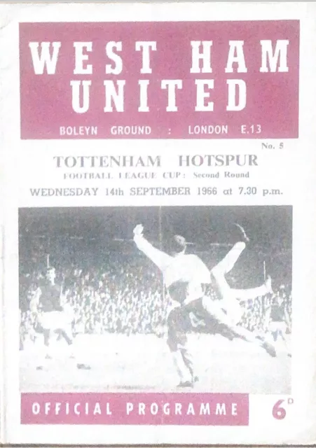 West Ham United V Tottenham Hotspur - 1966/67 League Cup 2R - 14-Sept-66