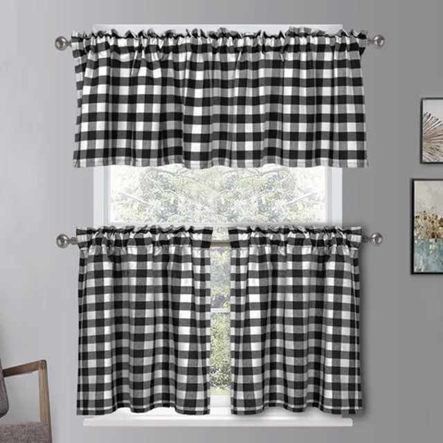Curtain Valance Eye-catching Plaid Thermal Insulation Window Valance 2 Colors