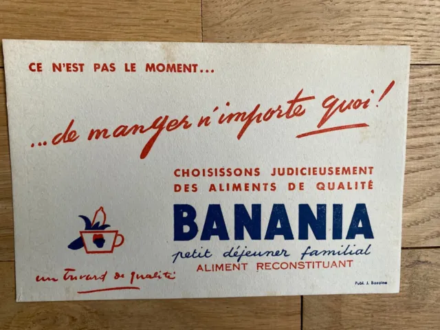 Buvard tasse banane aliments de qualité BANANIA TTB circa 1960