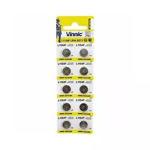 10x  AG13 1.55V  LR44 Vinnic  Alkaline batteries  G13  L1154F   A76  batteries