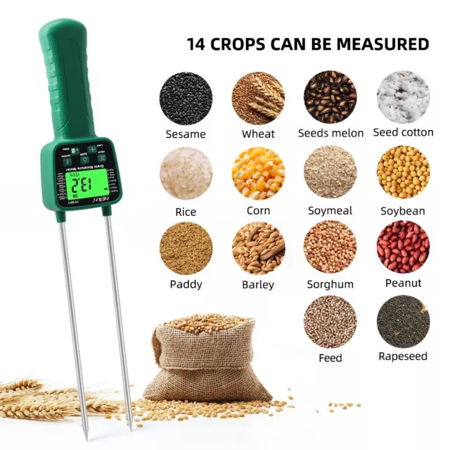 SMART SENSOR Digital LCD Grain Moisture Meter for Wheat Corn Rice #YY1011