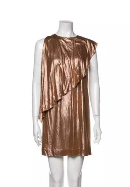 Superbe mini robe sans manches en bronze métallique de designers italiens 4