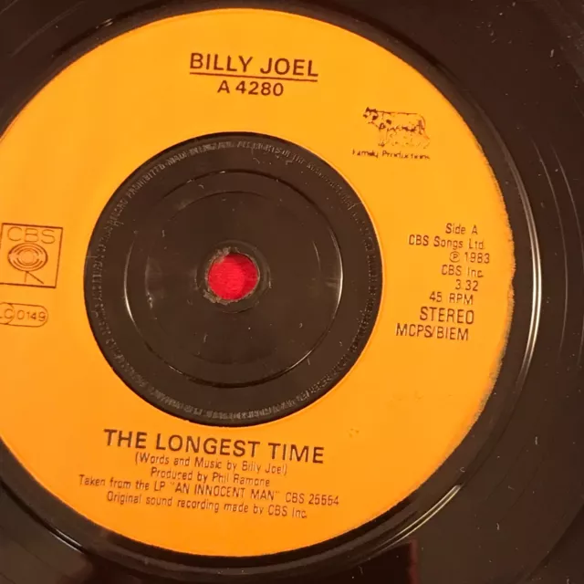 BILLY JOEL The Longest Time 1984 UK 7" vinyl single original 45 Christie Lee 3