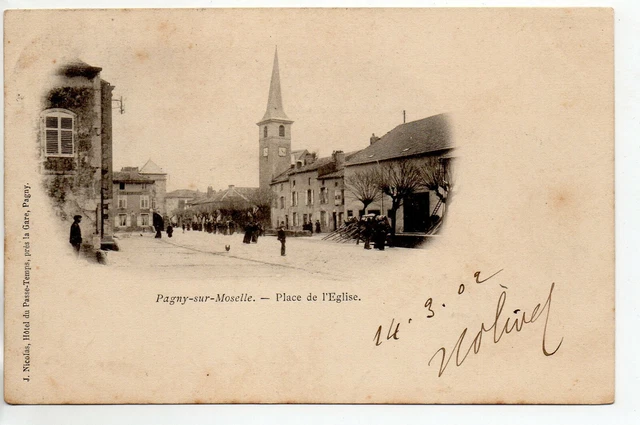PAGNY SUR MOSELLE - Meurthe et Moselle - CPA 54 - carte nuage place de l' église