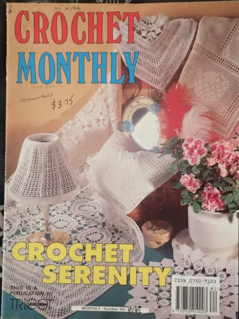 Crochet Monthly Pattern Book 162, Doilies,Lamp Shade,Tablecloths,Bedspread Etc.