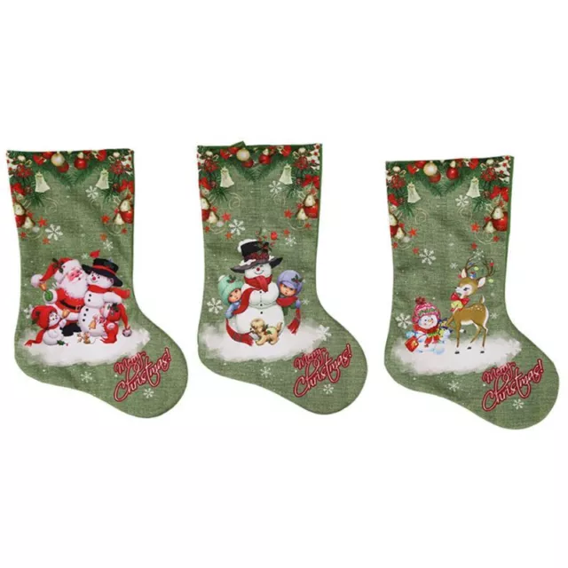 Christmas Socks Santa Claus Candy Green Stockings Decor Large Capacity